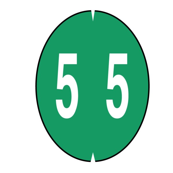 Filing Labels - Large - Number 5 1-1/4" x 1-1/8" Green